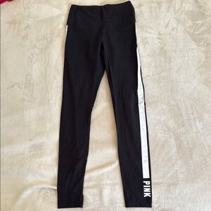 PINK Victoria's Secret Black and White Leggings with High Waist and Stripe